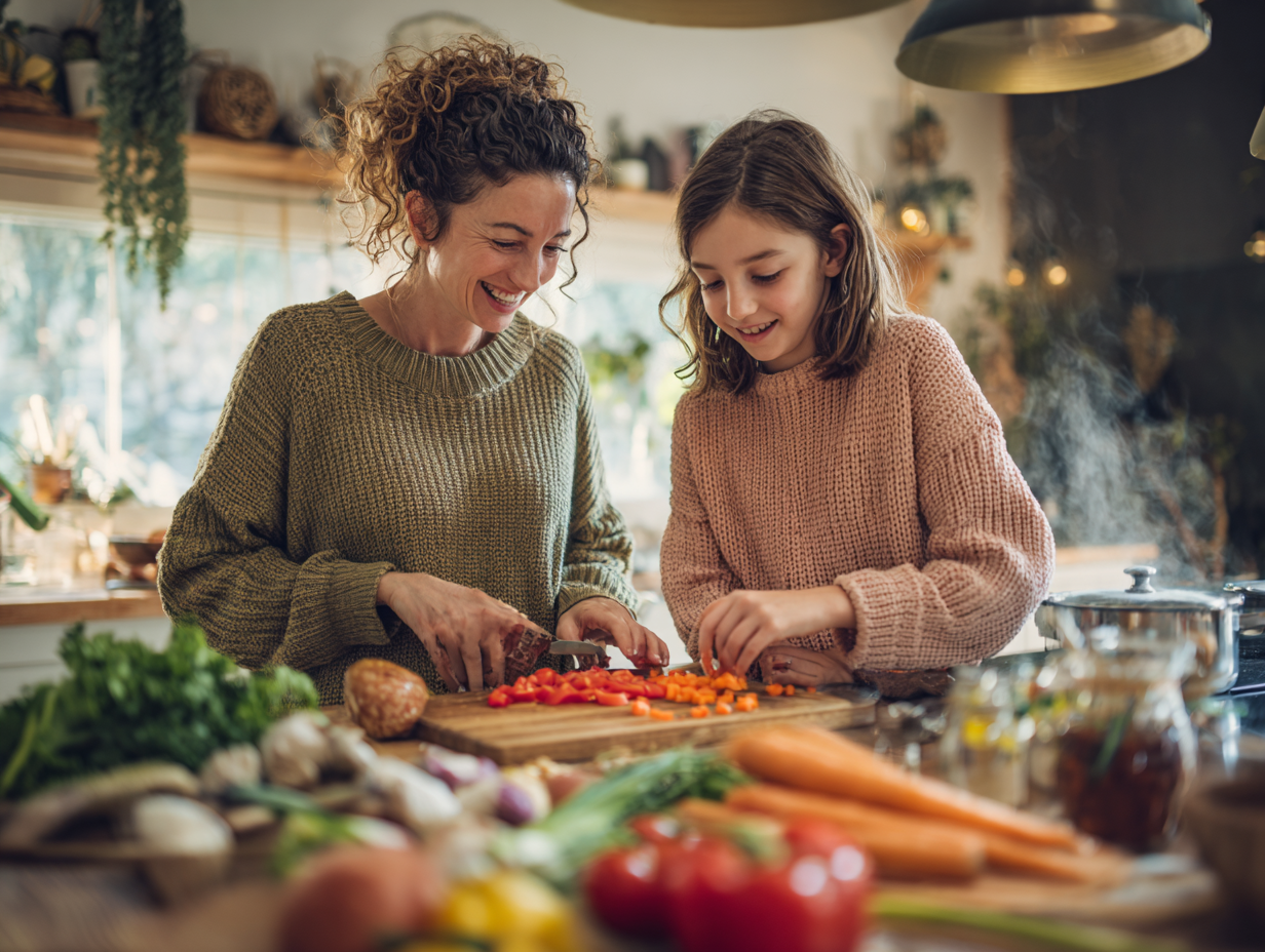 Сімейний обід з здоровою їжею